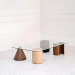 Дизайнерский журнальный стол с прозрачной столешницей и ножками в форме геометрических фигур Pytusin варинант исполнения - 1 | Loft Concept в Рязани