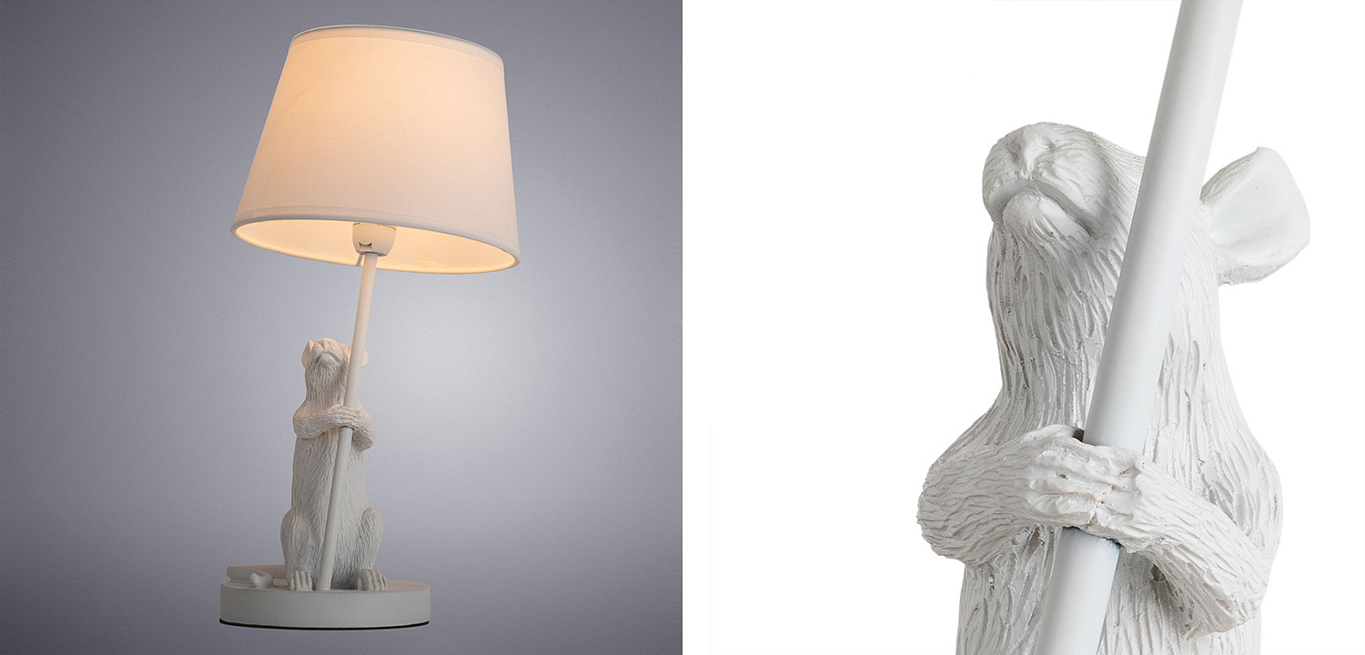 Настольная лампа White Mouse holding a lamp Настольная лампа White Mouse holding a lamp - Loft-Concept в Рязани