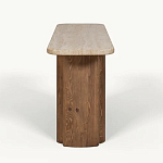 Консоль с овальной столешницей и фактурным деревянным основанием Enzo варинант исполнения - 1 | Loft Concept в Рязани