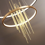 Люстра подвесная с 2-мя круглыми подвесами в черном и золотистом цвете и вертикальными подвесками Ring Horizontal варинант исполнения - 3 | Loft Concept в Рязани