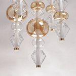 Люстра с плафонами из прозрачного и янтарного стекла в виде шаров и ромбов Gabriel Scott Luna варинант исполнения - 10 | Loft Concept в Рязани