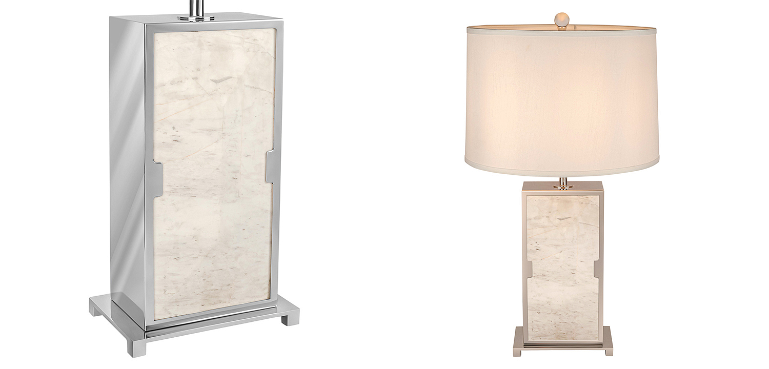 Настольная лампа с абажуром Wilbur Chrome Marble Table Lamp Настольная лампа с абажуром Wilbur Chrome Marble Table Lamp - Loft-Concept в Рязани