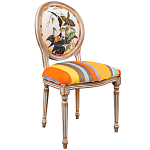 Стул бежевый в разноцветную полоску из натурального бука с изображением птиц и цветов Blooming Birds Colorful Stripes Chair варинант исполнения - 2 | Loft Concept в Рязани