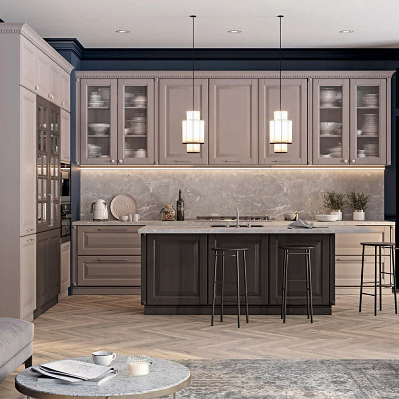 Угловая кухня с островом из массива дерева Amaline Kitchen Set Бежевый Коричневый Угловая кухня с островом из массива дерева Amaline Kitchen Set Бежевый Коричневый в Рязани | Loft Concept