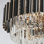 Люстра из черного металла с многоярусными подвесками из прозрачного хрусталя на золотой цепи Empire Black Chandelier Crystal варинант исполнения - 5 | Loft Concept в Рязани