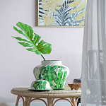 Ваза с зелёными листьями и крышкой Vase Green Leaves варинант исполнения - 1 | Loft Concept в Рязани
