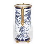 Ваза с бронзовыми ручками и синим цветочным узором Blue & White Ornament варинант исполнения - 3 | Loft Concept в Рязани