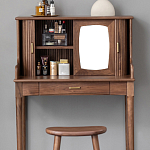 Туалетный стол деревянный с ящиком и зеркалом Moon Walnut Furniture варинант исполнения - 5 | Loft Concept в Рязани