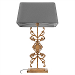 Настольная лампа на ажурном чугунном основании с серым абажуром Openwork Lamp варинант исполнения - 3 | Loft Concept в Рязани