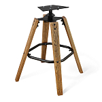 Барный стул со спинкой и металлической подставкой на 4-х деревянных ножках Бежевый Велюр Vendramin Chair варинант исполнения - 9 | Loft Concept в Рязани