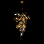 Люстра подвесная вытянутой формы с плафонами из стекла и металла с двумя вертикальными подвесками Gilded Mirage  варинант исполнения - 6 | Loft Concept в Рязани