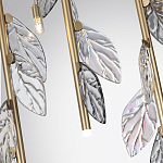 Люстра с золотистыми трубками и прозрачными стеклянными листьями на подвесах Sylva  варинант исполнения - 7 | Loft Concept в Рязани