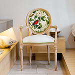 Стул с подлокотниками золотистый из бука с изображением птиц и цветов Blooming Red Birds варинант исполнения - 3 | Loft Concept в Рязани