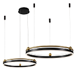 Люстра подвесная с двумя кольцами черного и золотого цвета Ring Horizontal варинант исполнения - 2 | Loft Concept в Рязани
