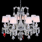 Люстра с 8-ю белыми текстильными абажурами и хрустальными подвесками Lustre Reverie варинант исполнения - 1 | Loft Concept в Рязани