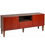 ТВ-тумба красная из массива бука с 2-мя дверками и ящиком Wenge Light варинант исполнения - 1 | Loft Concept в Рязани