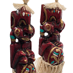 Комплект из 2-х деревянных статуэток Asmat Straw Headdress Statuettes Red Tattoo варинант исполнения - 3 | Loft Concept в Рязани