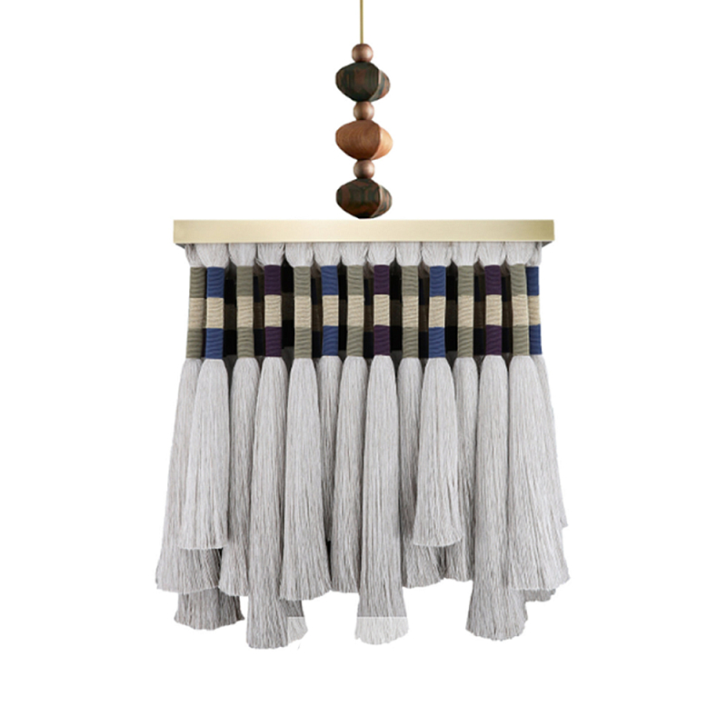 Люстра квадратная плетеная с бахромой Wicker Square Chandelier with Tassels Мульти Люстра квадратная плетеная с бахромой Wicker Square Chandelier with Tassels Мульти в Рязани | Loft Concept