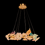 Люстра круглая на золотом каркасе с птичками и цветочным декором Miscellaneous herbs варинант исполнения - 1 | Loft Concept в Рязани