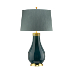 Настольная лампа с коническим дымчато-зелёным абажуром из искусственного шёлка Quintiesse варинант исполнения - 2 | Loft Concept в Рязани