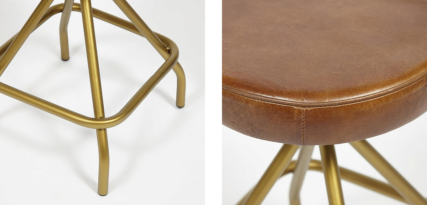 Стул из кожи буйвола Industrial leather stool Стул из кожи буйвола Industrial leather stool - Loft-Concept в Рязани