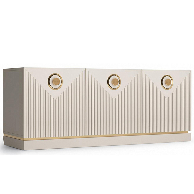 ТВ-тумба с 3-мя фактурными дверцами Satin Furniture Бежево-серый ТВ-тумба с 3-мя фактурными дверцами Satin Furniture Бежево-серый в Рязани | Loft Concept