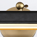 Светильник для картин цвет винтажная латунь с прямоугольным плафоном из кожи черного цвета Alora варинант исполнения - 5 | Loft Concept в Рязани