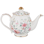 Чайник из фарфора белый с цветочным принтом Flower Porcelain Collection варинант исполнения - 1 | Loft Concept в Рязани