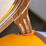 Стул бежевый в разноцветную полоску из натурального бука с изображением птиц и цветов Blooming Birds Colorful Stripes Chair варинант исполнения - 9 | Loft Concept в Рязани