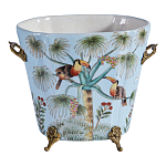 Кашпо из голубого фарфора с бронзовыми элементами Blue Garden варинант исполнения - 1 | Loft Concept в Рязани