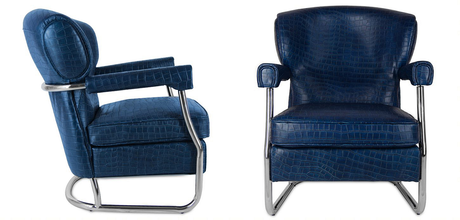 Кресло Eggert Armchair blue leather Кресло Eggert Armchair blue leather - Loft-Concept в Рязани