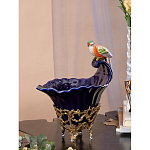 Чаша темно-синего цвета из фарфора с разноцветной птичкой Eden Garden porcelain and bronze варинант исполнения - 4 | Loft Concept в Рязани