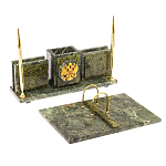 Настольный письменный набор из змеевика с гербом России Successful Leader варинант исполнения - 3 | Loft Concept в Рязани