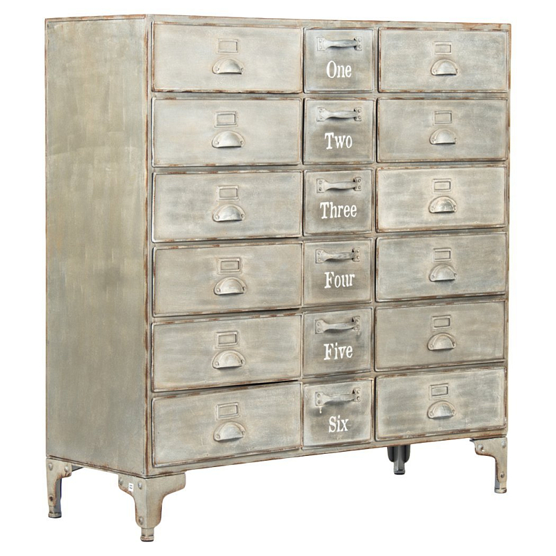 Комод металлический в стиле лофт Oscar Drawer Cabinet Серебряный Комод металлический в стиле лофт Oscar Drawer Cabinet Серебряный в Рязани | Loft Concept