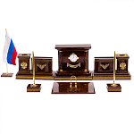 Настольный письменный набор с часами и визитницами из природного камня обсидиана Royal Present варинант исполнения - 1 | Loft Concept в Рязани