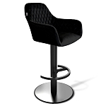 Барный стул вращающийся со спинкой и подлокотниками Douglas Rhombus Черный Велюр варинант исполнения - 1 | Loft Concept в Рязани