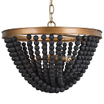 Люстра с подвесками в виде круглых деревянных черных бусин Black Wooden Beads Chandelier варинант исполнения - 1 | Loft Concept в Рязани