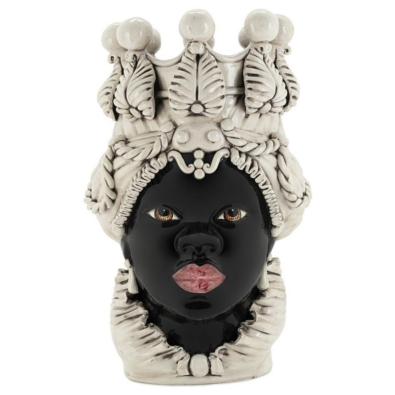 Ваза Vase Moro Lady White Big Черный Бежевый Ваза Vase Moro Lady White Big Черный Бежевый в Рязани | Loft Concept