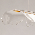 Люстра линейная с 3-мя белыми волнистыми плафонами Wave Line варинант исполнения - 8 | Loft Concept в Рязани