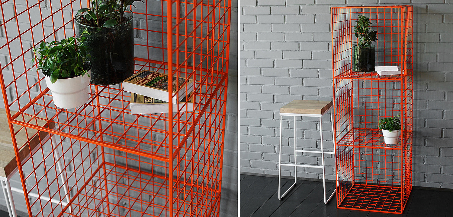 Стеллаж Carney Orange Industrial Metal Rust Rack Стеллаж Carney Orange Industrial Metal Rust Rack - Loft-Concept в Рязани