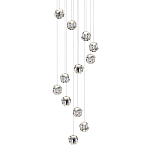 Люстра каскадня с 12-ю прозрачными шарообразными плафонами Bubbles Bocci варинант исполнения - 1 | Loft Concept в Рязани