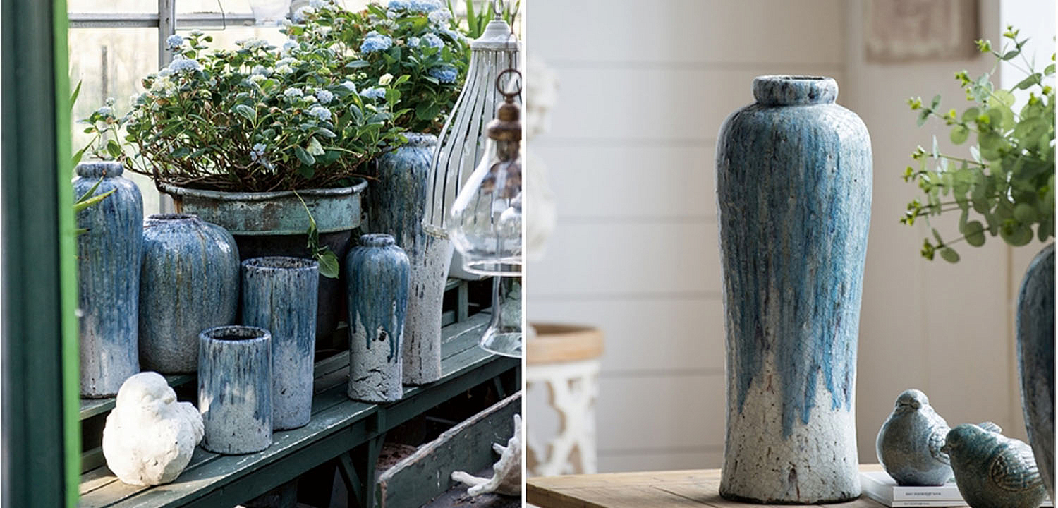 Ваза Terracotta Vase blue-white high Ваза Terracotta Vase blue-white high - Loft-Concept в Рязани