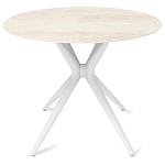 Стол обеденный с круглой столешницей из керамики на четырех белых ножках Sand Ceramics варинант исполнения - 1 | Loft Concept в Рязани