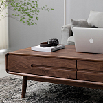 Кофейный стол из массива дерева с выдвижными ящиками Coffee Walnut Table варинант исполнения - 5 | Loft Concept в Рязани