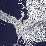 Обои ручная роспись в стиле Арт-деко Whistler Peacocks Special Colourway on Empire Blue dyed silk варинант исполнения - 2 | Loft Concept в Рязани