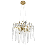 Люстра подвесная круглая в виде ветвей деревьев бронзового цвета с прозрачными подвесками-каплями Droplet Chandelier варинант исполнения - 1 | Loft Concept в Рязани