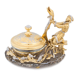 Икорница с декором "Емеля" с гравировкой на подставке из натурального камня Агат Decorative Cavair Dishes варинант исполнения - 3 | Loft Concept в Рязани