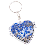 Зеркало брелок складное двухстороннее в форме сердца из натурального камня Лазурит Stone Mirrors варинант исполнения - 1 | Loft Concept в Рязани