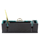 Настольный письменный набор из змеевика с часами и календарницей Successful Leader варинант исполнения - 3 | Loft Concept в Рязани