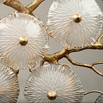 Потолочная люстра круглая ветвистыми бронзовыми элементами и стеклянными рифлеными дисками Textured Glass Chandelier варинант исполнения - 5 | Loft Concept в Рязани